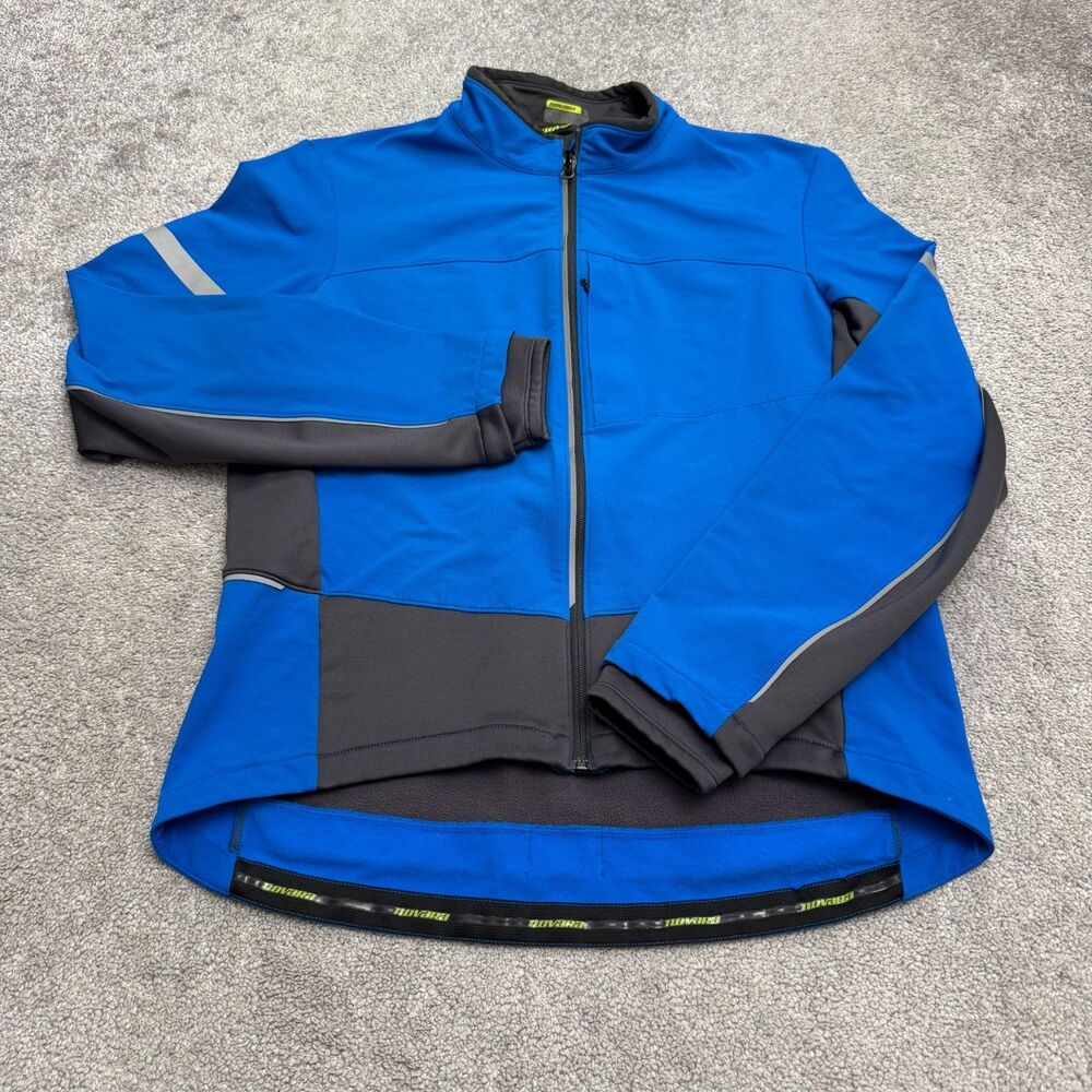 Novara REI Softshell Fleece Lined Cycling Jacket Mens Large Blue Gray Biker